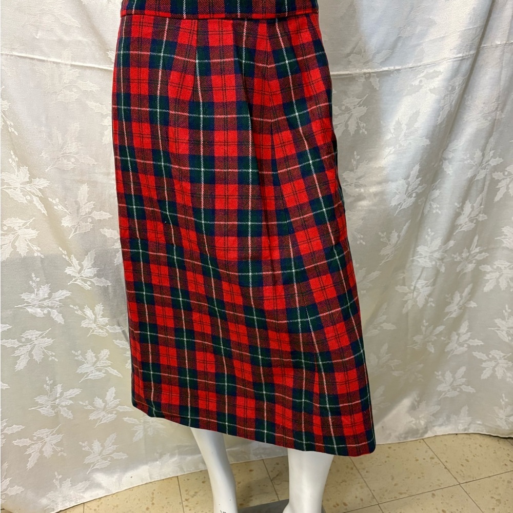 Pendleton Red and Green Plaid Midi Skirt